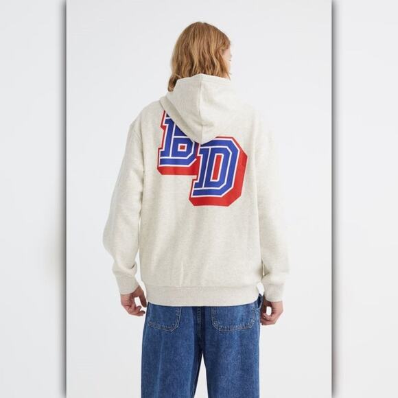 A524 β’ Relaxed Fit Varsity BD Graphic Hoodie β Heather Grey - Picture 4 of 6